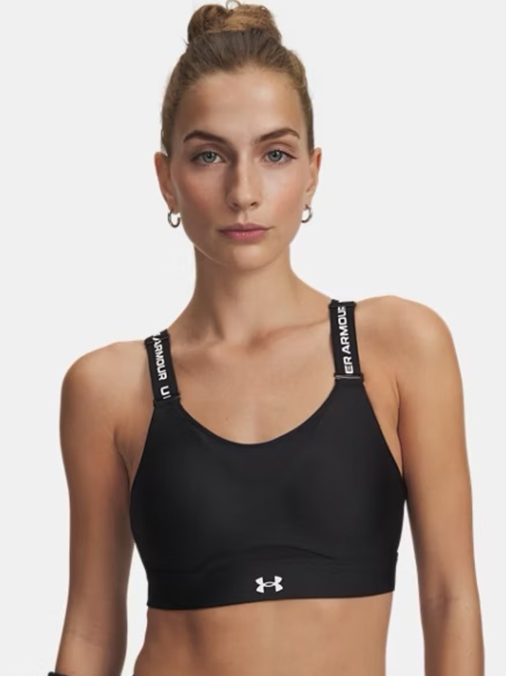 Under Armour Black Supportive Adjustable Sports Bra with Logo Straps. Size Large